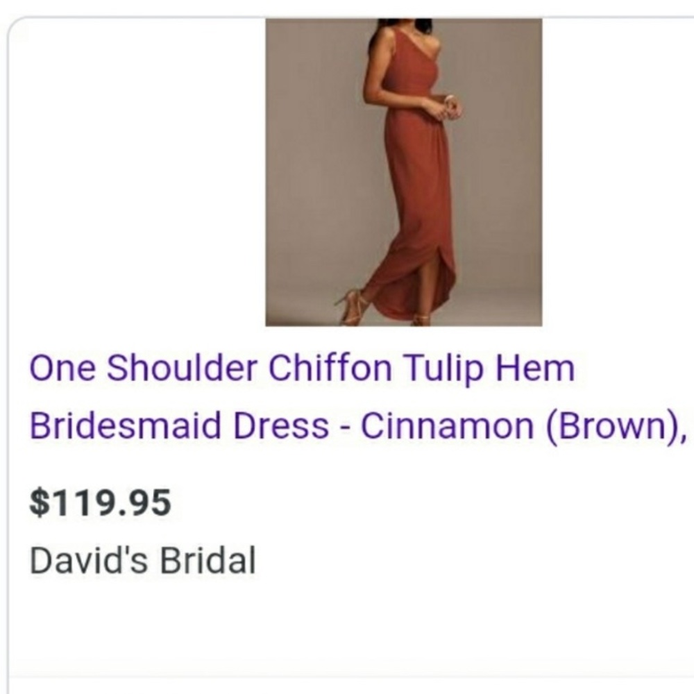 David bridal bridesmaid dress. Very cute and flattering.